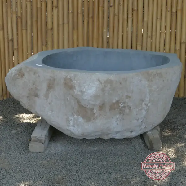 Product image of the product “Riverstone basin, natural surface, polished inside. Dia approx 141-150cm Height 71-80cm ”